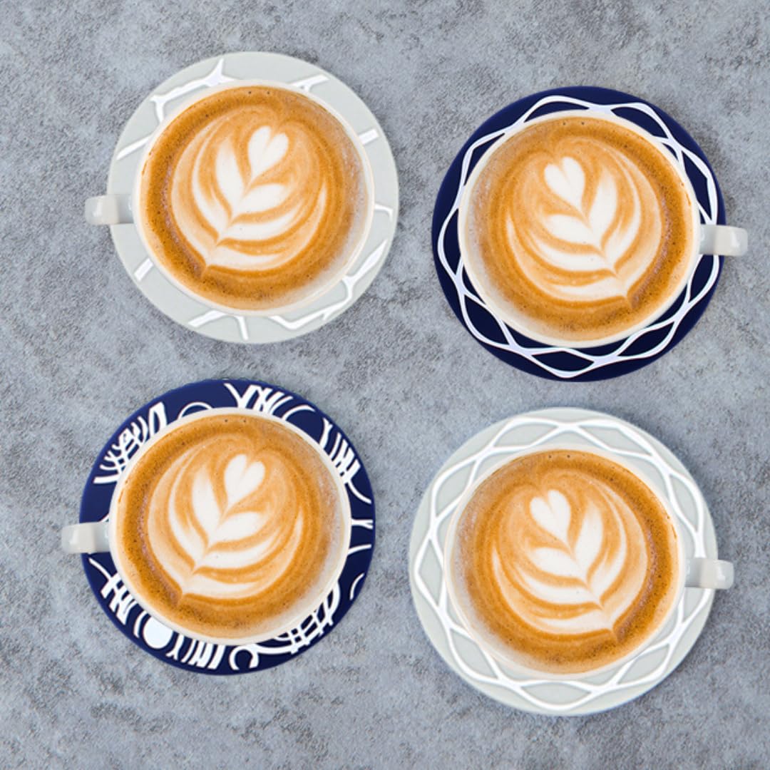 Artisan-Design Silicone Coasters Set of 6 w/ Holder