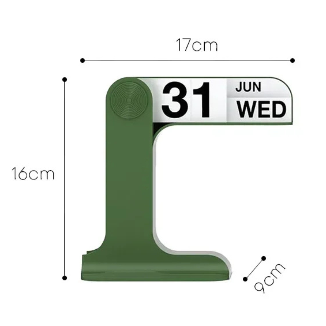 Perpetual Flip Desk Calendar — Minimal Nordic Wood + Metal Desktop Calendar (Reusable)