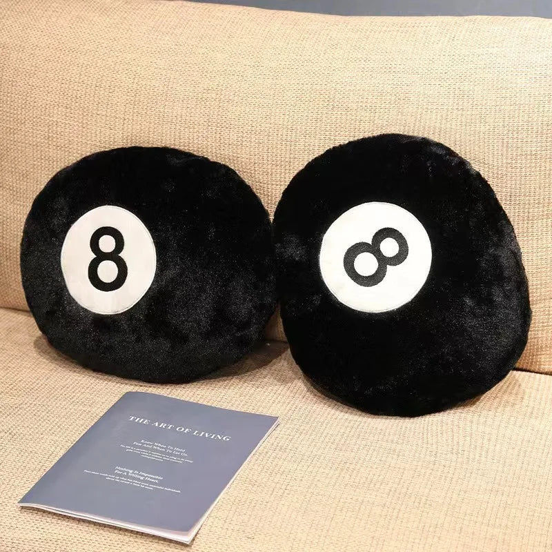 8-Ball Plush Cushion — Retro Game-Room Accent