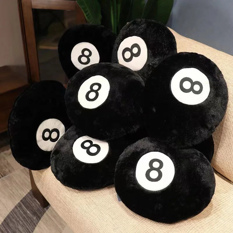8-Ball Plush Cushion — Retro Game-Room Accent
