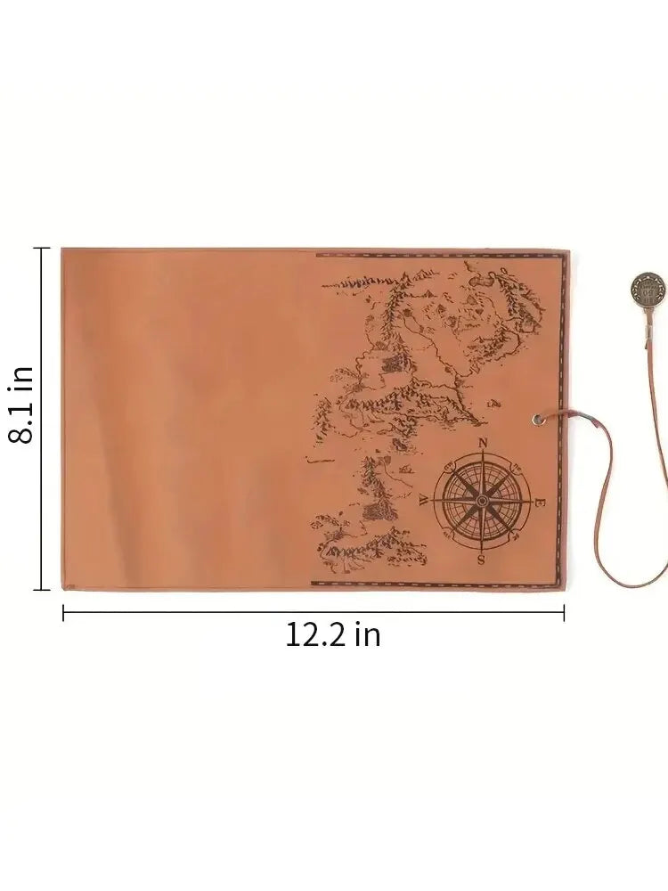 Vintage Treasure Map Leather Roll-Up Organizer