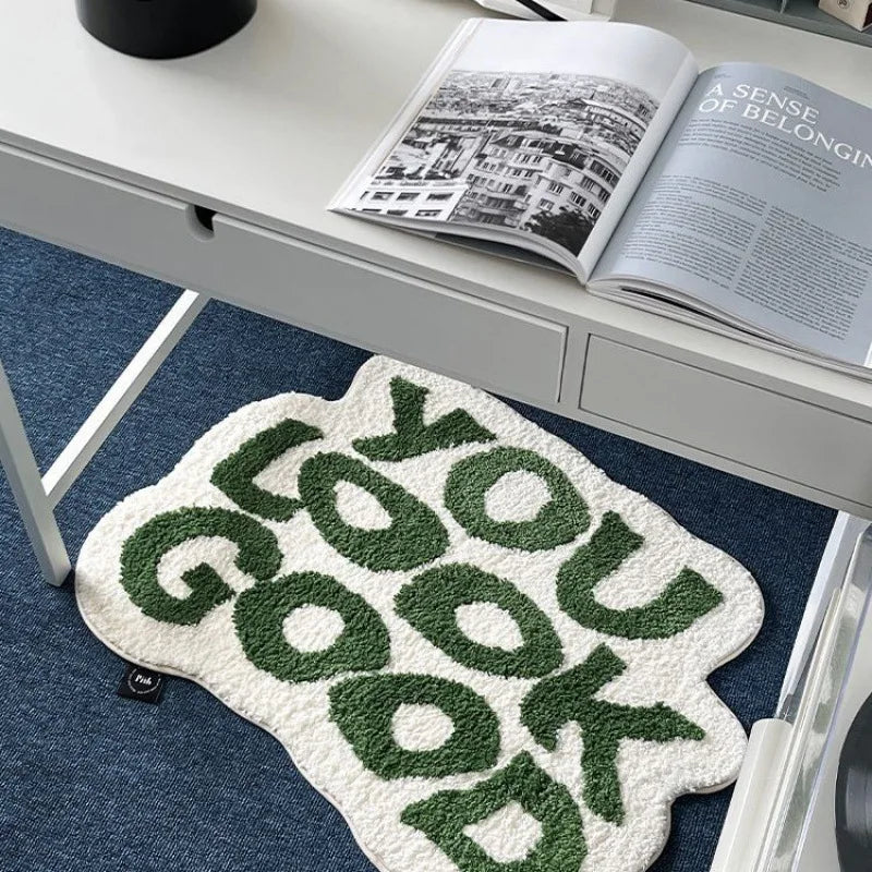 Plush Faux-Cashmere “YOU LOOK GOOD” Accent Rug