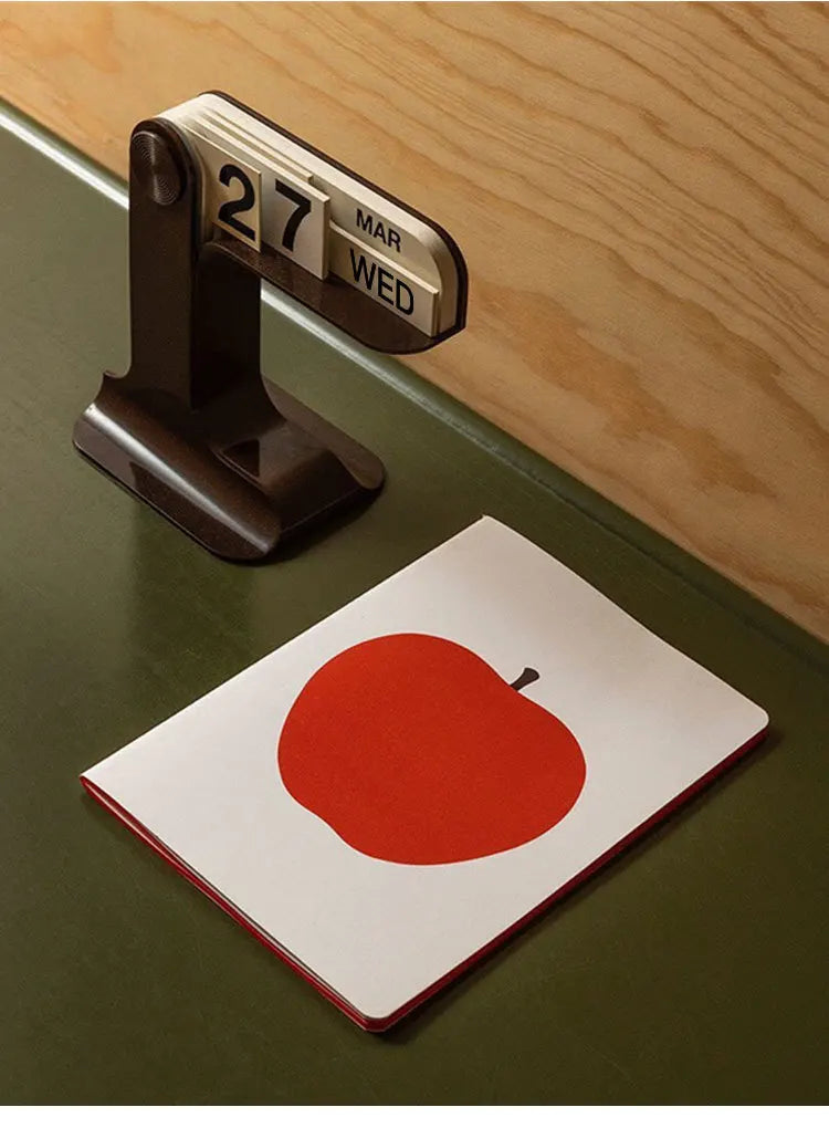 Perpetual Flip Desk Calendar — Minimal Nordic Wood + Metal Desktop Calendar (Reusable)