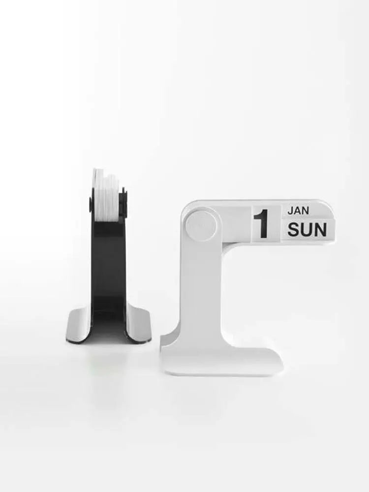 Perpetual Flip Desk Calendar — Minimal Nordic Wood + Metal Desktop Calendar (Reusable)