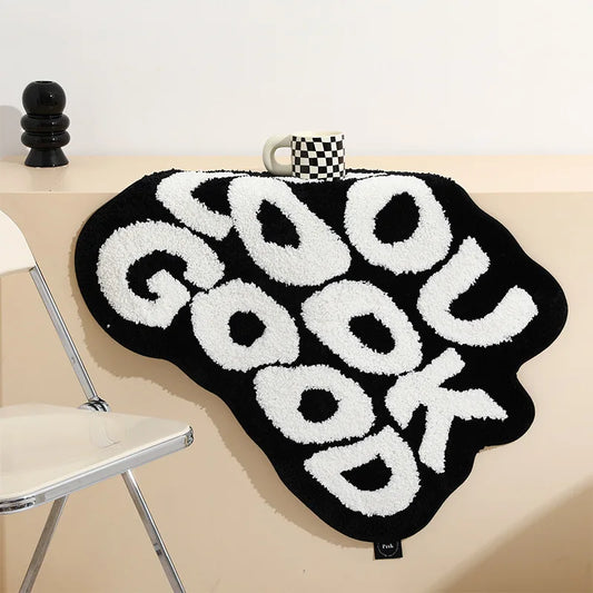 Plush Faux-Cashmere “YOU LOOK GOOD” Accent Rug