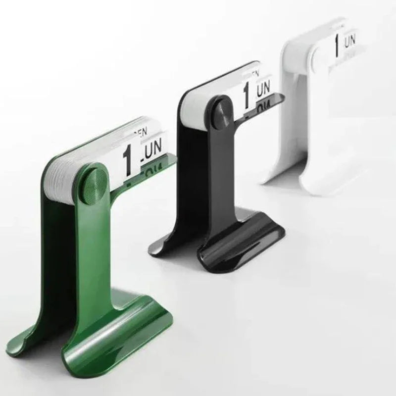 Perpetual Flip Desk Calendar — Minimal Nordic Wood + Metal Desktop Calendar (Reusable)