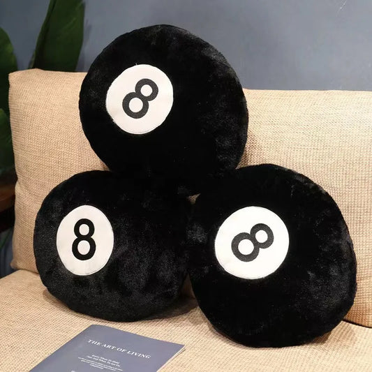 8-Ball Plush Cushion — Retro Game-Room Accent