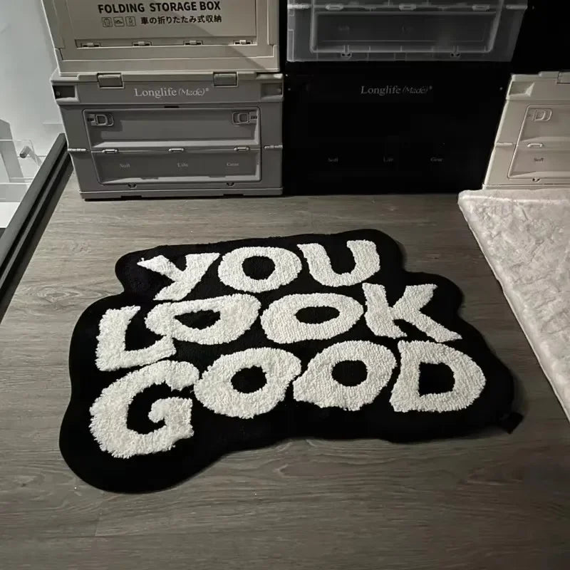 Plush Faux-Cashmere “YOU LOOK GOOD” Accent Rug