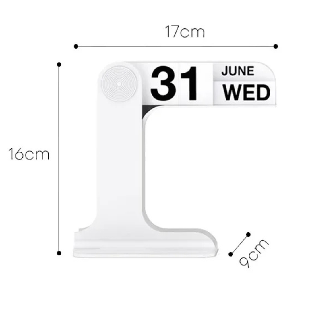 Perpetual Flip Desk Calendar — Minimal Nordic Wood + Metal Desktop Calendar (Reusable)