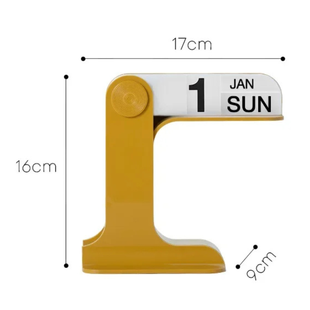 Perpetual Flip Desk Calendar — Minimal Nordic Wood + Metal Desktop Calendar (Reusable)