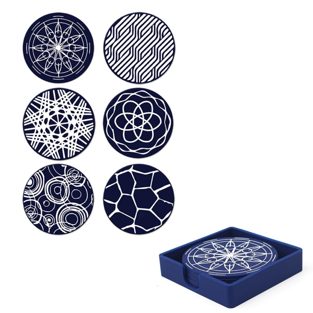 Artisan-Design Silicone Coasters Set of 6 w/ Holder