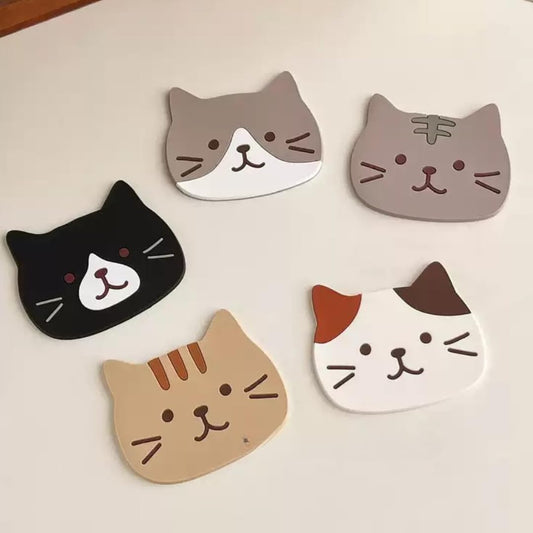 Cat-Design Silicone Coaster Set of 5