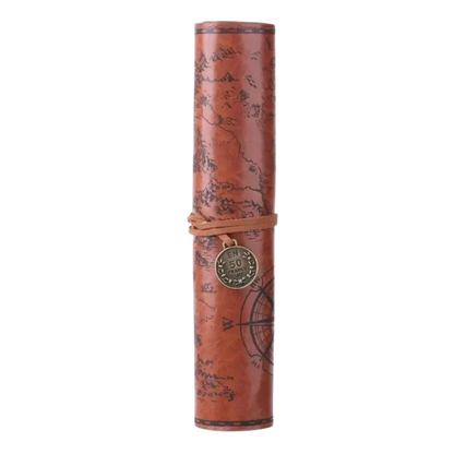 Vintage Treasure Map Leather Roll-Up Organizer