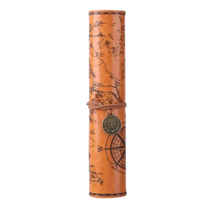 Vintage Treasure Map Leather Roll-Up Organizer