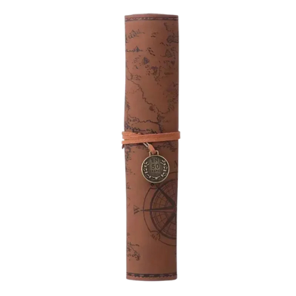 Vintage Treasure Map Leather Roll-Up Organizer