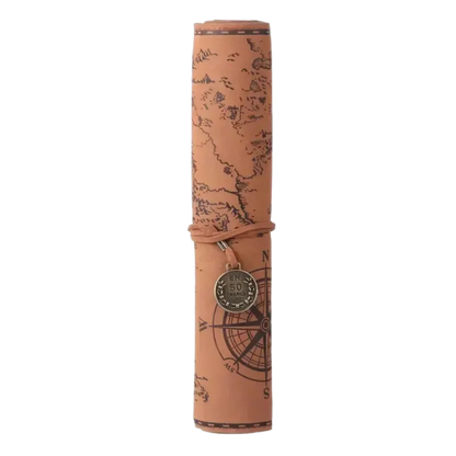 Vintage Treasure Map Leather Roll-Up Organizer