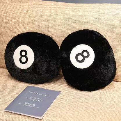 8-Ball Plush Cushion — Retro Game-Room Accent
