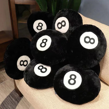8-Ball Plush Cushion — Retro Game-Room Accent