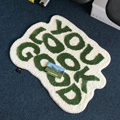 Plush Faux-Cashmere “YOU LOOK GOOD” Accent Rug
