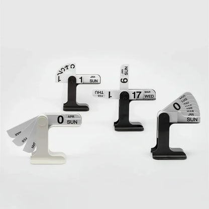 Perpetual Flip Desk Calendar — Minimal Nordic Wood + Metal Desktop Calendar (Reusable)