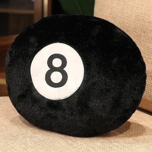 8-Ball Plush Cushion — Retro Game-Room Accent