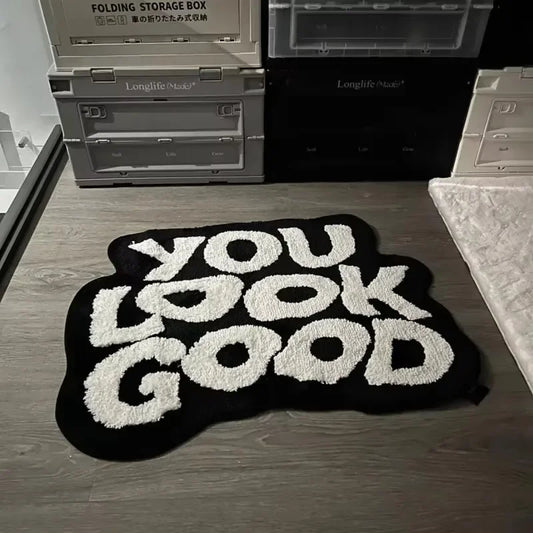 Plush Faux-Cashmere “YOU LOOK GOOD” Accent Rug